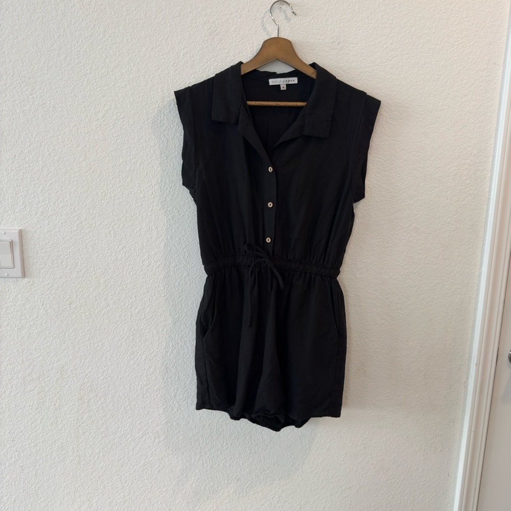 Baltic Born- Black Linen Blend Toni Romper- M